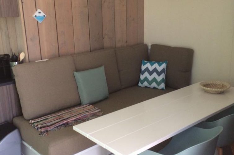 Siting corner in tiny wooden house